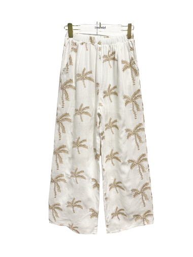 Wholesaler L'ESSENTIEL - PALM Linen Pants with Palm Tree Embroidery