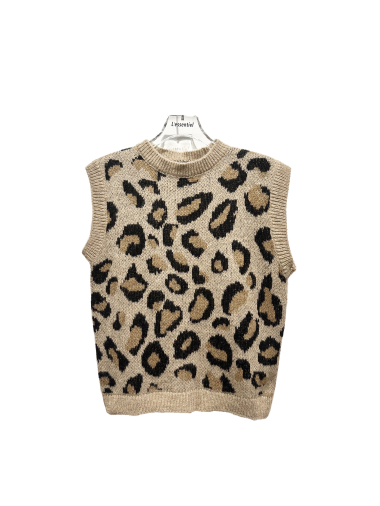 Wholesaler L'ESSENTIEL - Sleeveless Leopard Knit Sweater