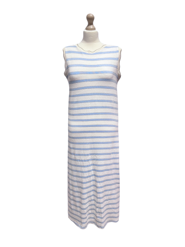 Wholesaler L'ESSENTIEL - Sleeveless Striped Lurex Detail Dress With Slit