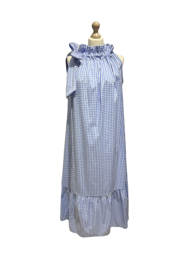 Großhändler L'ESSENTIEL - Vichy-Kleid mit Rüschenkragen und seitlicher Schleife