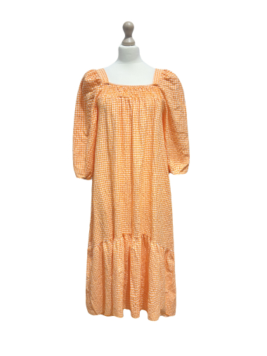 Großhändler L'ESSENTIEL - Kleid im Crinkle-Stil mit Gingham-Karomuster