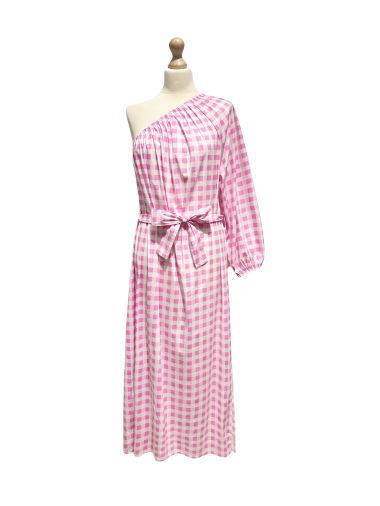 Wholesaler L'ESSENTIEL - One Shoulder Vichy Dress With Belt