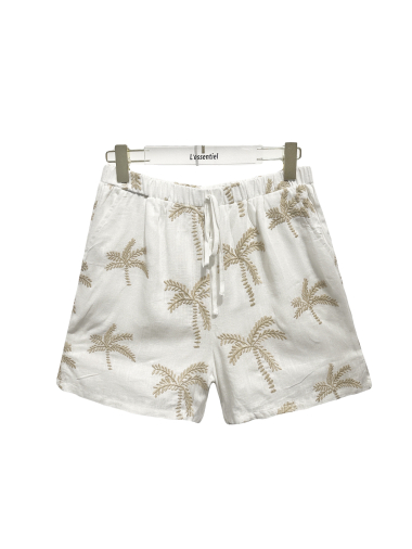 Mayorista L'ESSENTIEL - Shorts con bordado de palmeras y bolsillo
