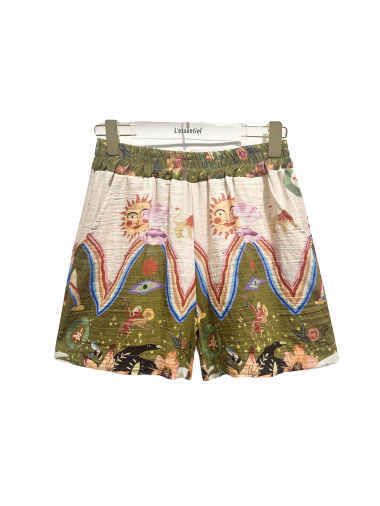Wholesaler L'ESSENTIEL - ZELIA Linen Blend Printed Shorts With Pocket