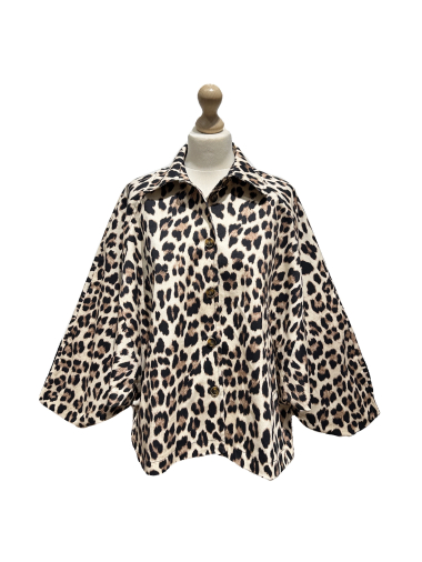 Wholesaler L'ESSENTIEL - Oversized Leopard Jacket With Bat Sleeve Collar