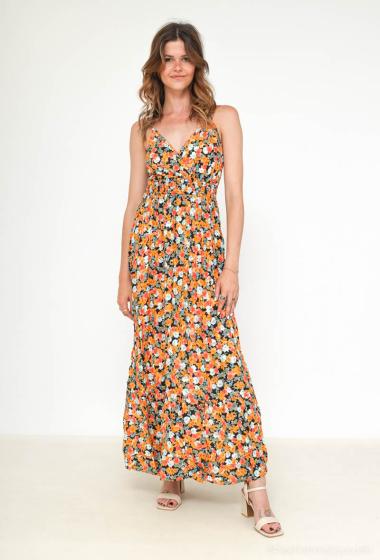 Großhändler Les Grenouilles du Marais - langes Kleid mit Trägern, mit goldenen Mustern FL 06/25