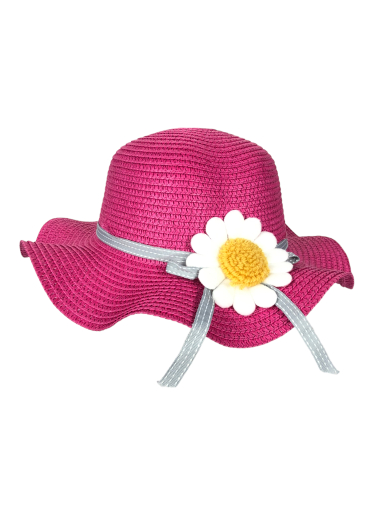 Wholesaler Lidy's - Children's hat with daisy flower and wavy edges