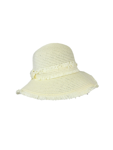 Wholesaler Lidy's - Hat with ribbon and brim straw effect