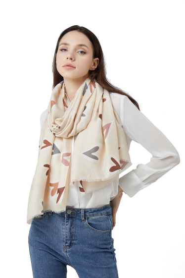 Wholesaler Lidy's - Soft printed scarf with heart patterns