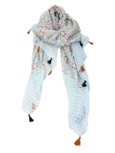 Wholesaler Lidy's - Printed scarf with pompoms