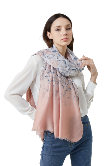 Grossiste Lidy's - Foulard doux imprimé bicolore avec motif géométrique