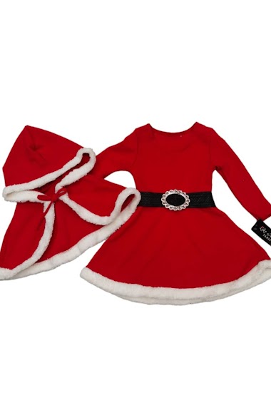 Grossiste LIKE FASHION - Robe de Noël  2 pieces avec fourrure