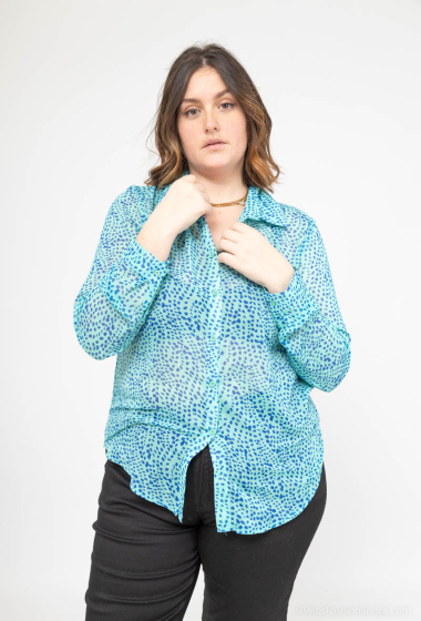 Wholesaler Lilie Plus - plus size light blue leopard print shirt