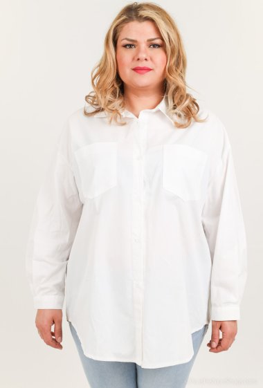 Großhändler Lilie Plus - Langarmshirt, mit zwei großen aufgesetzten Taschen auf der Brust