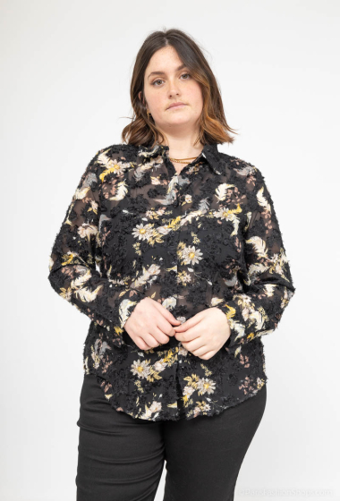 Großhändler Lilie Plus - Hemd mit Blumendruck in Übergröße
