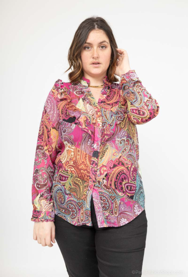Grossiste Lilie Plus - chemise à motif cachemire multicolore grande taille