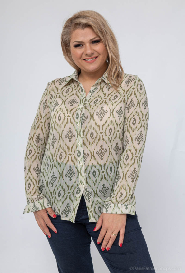 Grossiste Lilie Plus - chemise avec un motif ethnique détaillé petit curvy