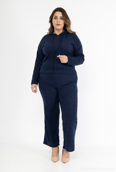 Wholesaler Lilie Plus - Plus size hooded top and wide leg pants sets