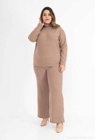 Wholesaler Lilie Plus - Plus size turtleneck top and wide leg pants set
