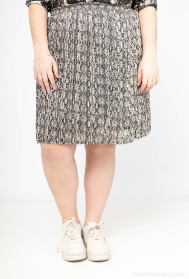 Wholesaler Lilie Plus - Plus Size Snakeskin Pattern Short Pleated Skirt
