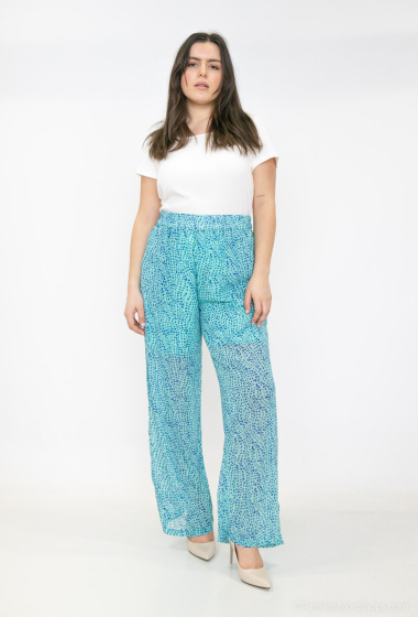 Wholesaler Lilie Plus - plus size light blue leopard pattern pants