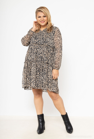 Großhändler Lilie Plus - Plus-Size-Kleid mit Leopardenmuster