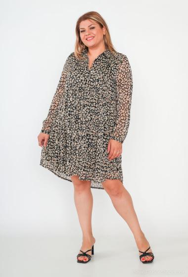 Mayorista Lilie Plus - Vestido corto con estampado de leopardo de talla grande