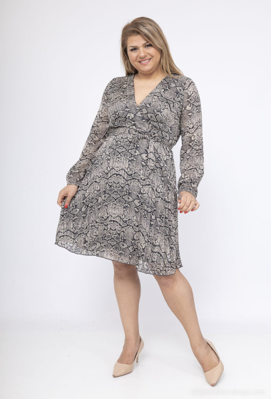 Wholesaler Lilie Plus - short wrap dress with snakeskin print plus size