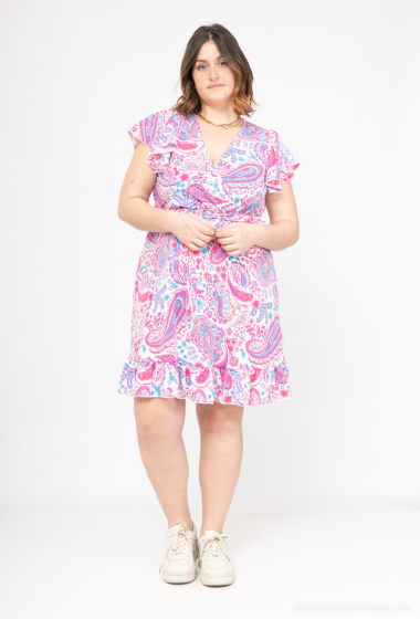 Wholesaler Lilie Plus - Plus size paisley short dress