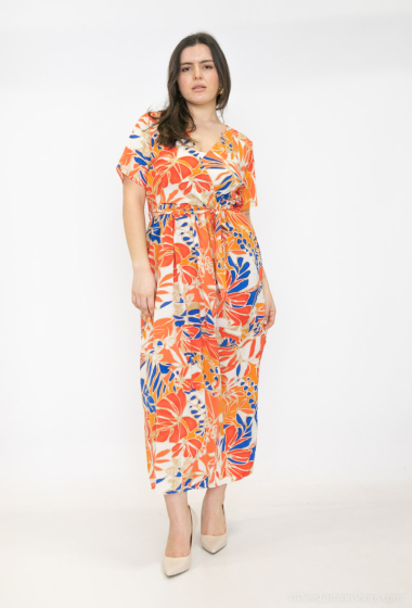 Wholesaler Lilie Plus - Plus Size Bold Floral Print Maxi Dress