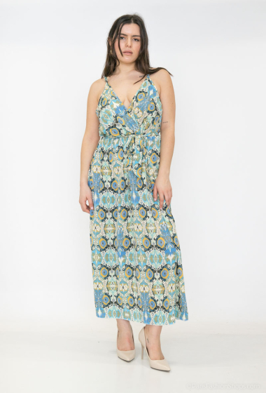 Wholesaler Lilie Plus - Plus Size Floral and Geometric Print Maxi Dress