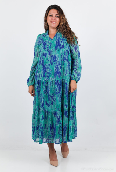 Grossiste Lilie Plus - Robe longue à imprimé grande taille