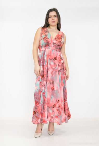 Wholesaler Lilie Plus - Long dress with an abstract print plus size