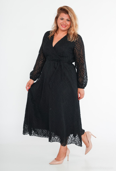 Wholesaler Lilie Plus - Plus Size Textured Wrap Maxi Dress