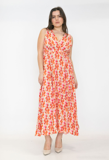 Wholesaler Lilie Plus - Plus Size Paisley Print Midi Dress