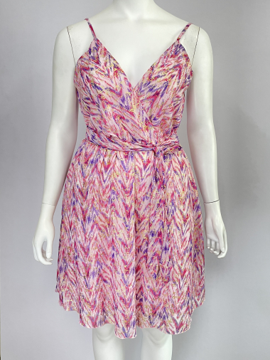 Grossiste Lilie Plus - robe courte d'été avec un motif imprimé abstrait grande taille