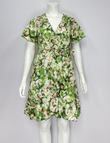 Grossiste Lilie Plus - robes courtes  avec un motif floral intégral grande taille
