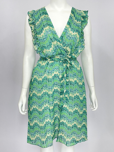 Grossiste Lilie Plus - Robe courte estivale avec motif chevron grande taille