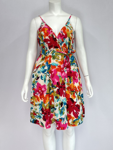 Grossiste Lilie Plus - robes courtes avec un imprimé floral vibrant grande taille
