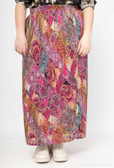 Wholesaler Lilie Plus - The pleated skirt with a vibrant paisley print plus size