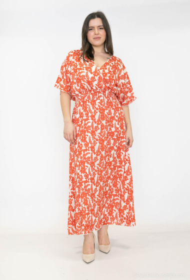 Grossiste Lilie Plus - Robes longues à imprimé abstrait grande taille
