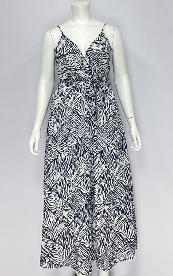 Grossiste Lilie Plus - robe longue avec un imprimé botanique grande taille