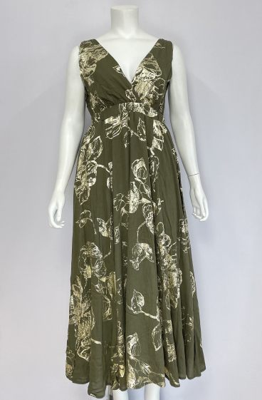 Grossiste Lilie Plus - robes longues avec un motif floral en relief grande taille