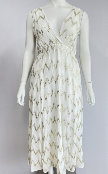 Grossiste Lilie Plus - Robe longue élégante avec un motif chevron doré grande taille