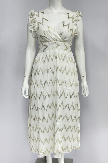 Grossiste Lilie Plus - robes longues avec un motif en zigzag métallique grande taille