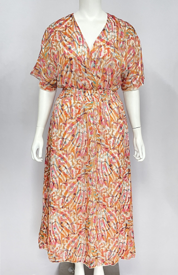 Grossiste Lilie Plus - robes longues avec un motif abstrait vibrant grande taille