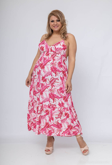 Grossiste Lilie Plus - robes longues imprimé de motifs tropicaux grande taille