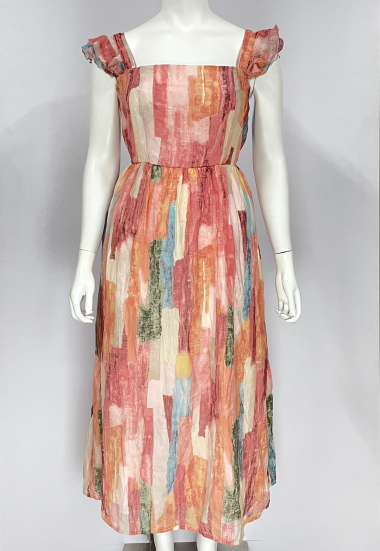 Grossiste Lilie Plus - robes longues avec imprimé de motifs abstraits et colorés grande taille
