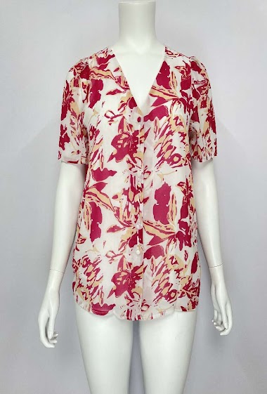 Großhändler Lilie Plus - Plus-Size-Bluse mit Button-Up-Print