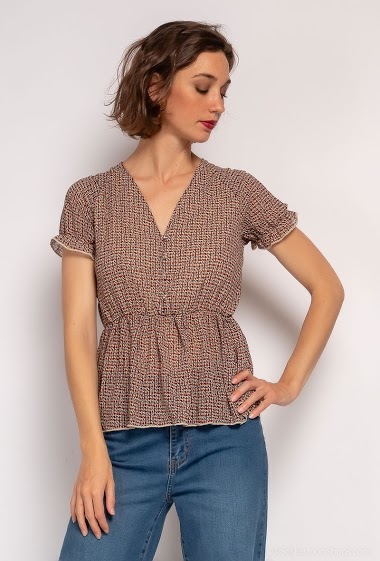 Wholesaler Lilie Rose - Printed blouse with ruffles